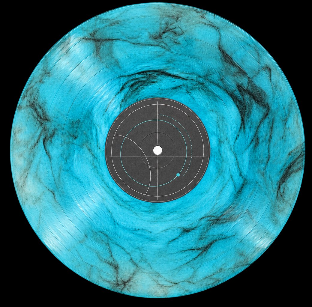 Turquoise marbled vinyl record